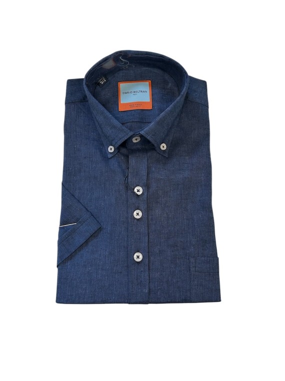 Molsosa Short Sleeve Cotton/Linen Shirt Navy