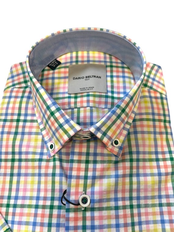 Pruna Short Sleeve Check Shirt Pink/Sky