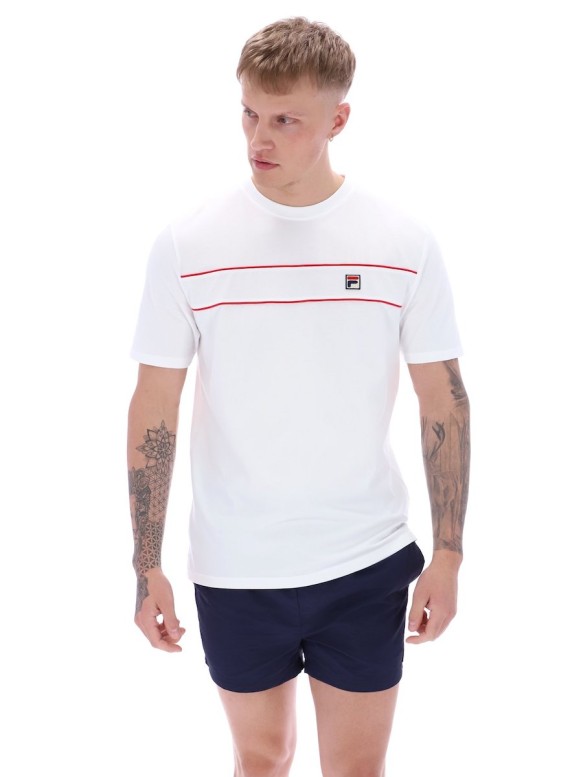 Williams Contrast Piping T Shirt White/FilaRed-100