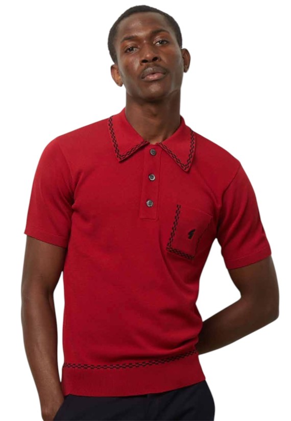 V54GM18 Alexander Archive Knitted Polo Cherry