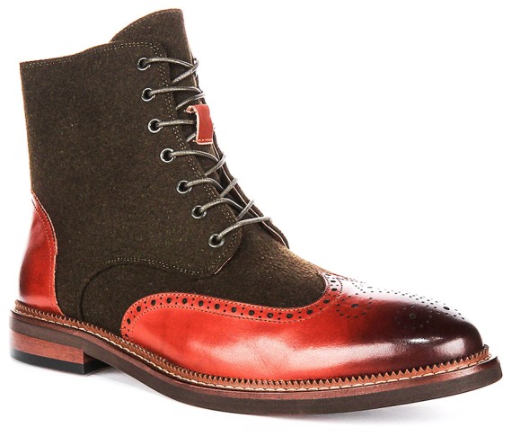 Clifford Brown Khaki Ankle Boot Brown/Green