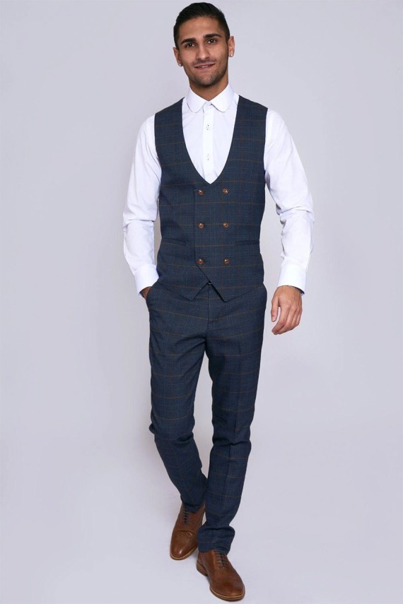 Jenson Marine Check Waistcoat Marine