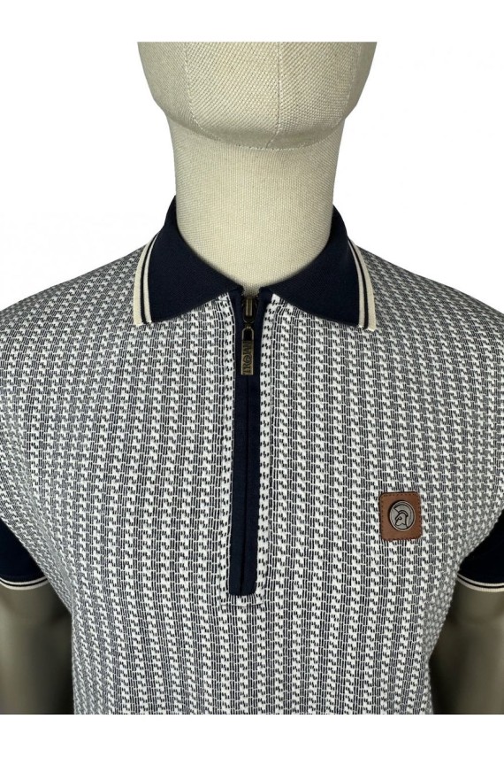 TR8973 Houndstooth Panel Polo Navy