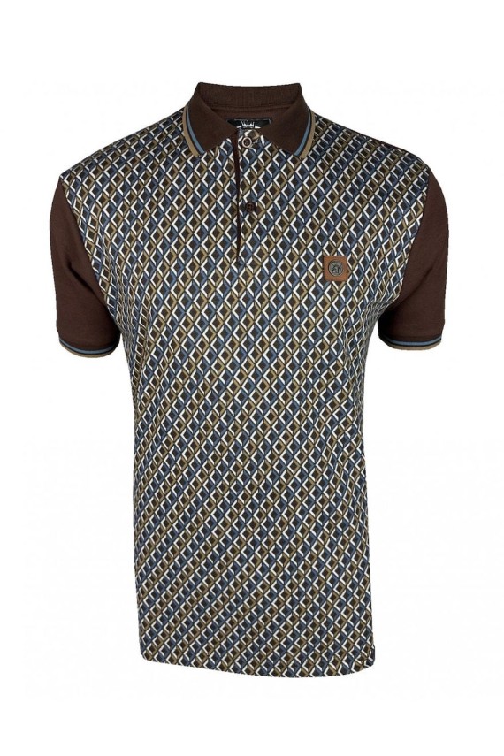 TR8978 Diamond Jacquard Panel Polo Chocolate