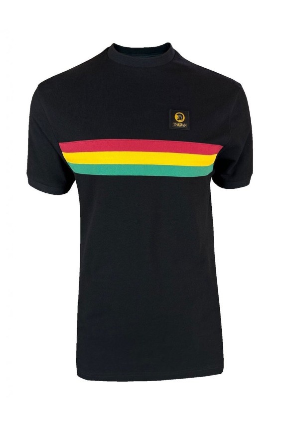 TR8994 Retro Stripe Pique T Shirt Black