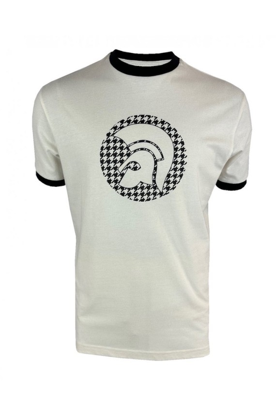 TR8989 Houndstooth Logo T Shirt Ecru