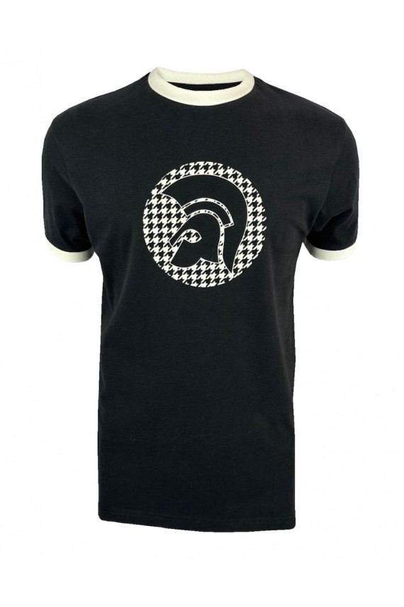 TR8989 Houndstooth Logo T Shirt Black