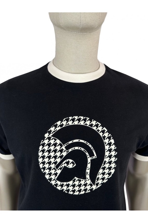 TR8989 Houndstooth Logo T Shirt Black