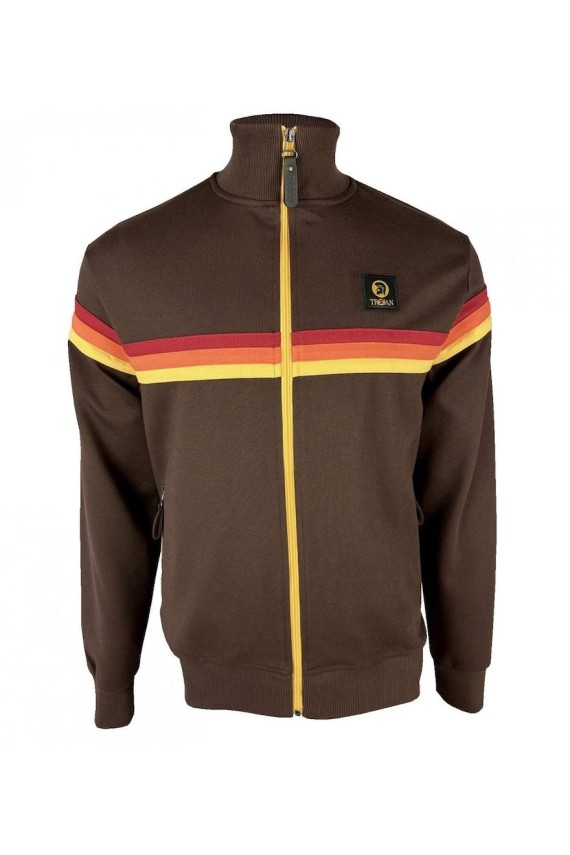 TR8953 Retro Stripe Track Top Chocolate