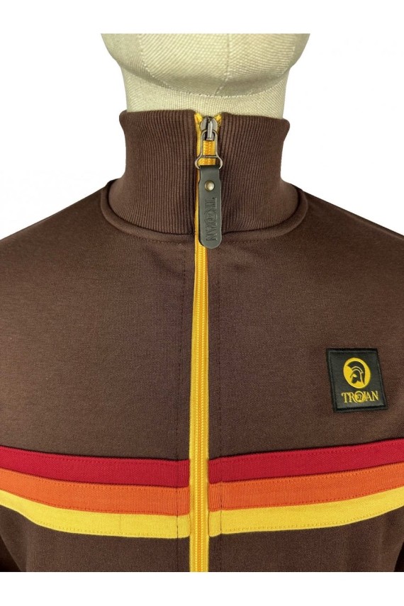 TR8953 Retro Stripe Track Top Chocolate