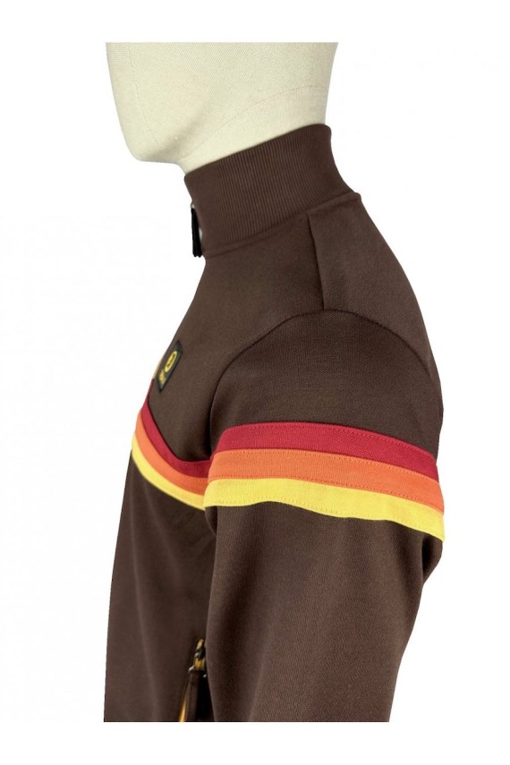 TR8953 Retro Stripe Track Top Chocolate