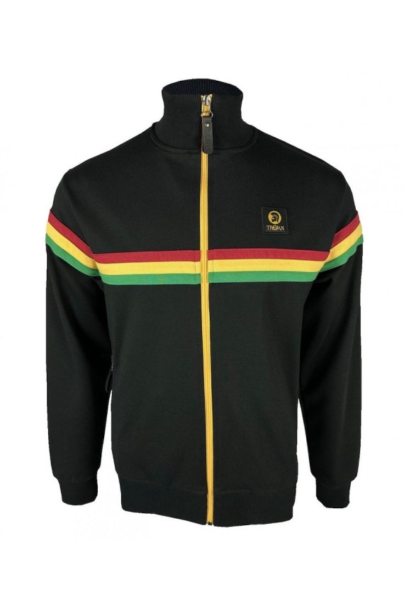 TR8953 Retro Stripe Track Top Black